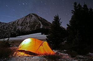Tent under a Star Filled Sky